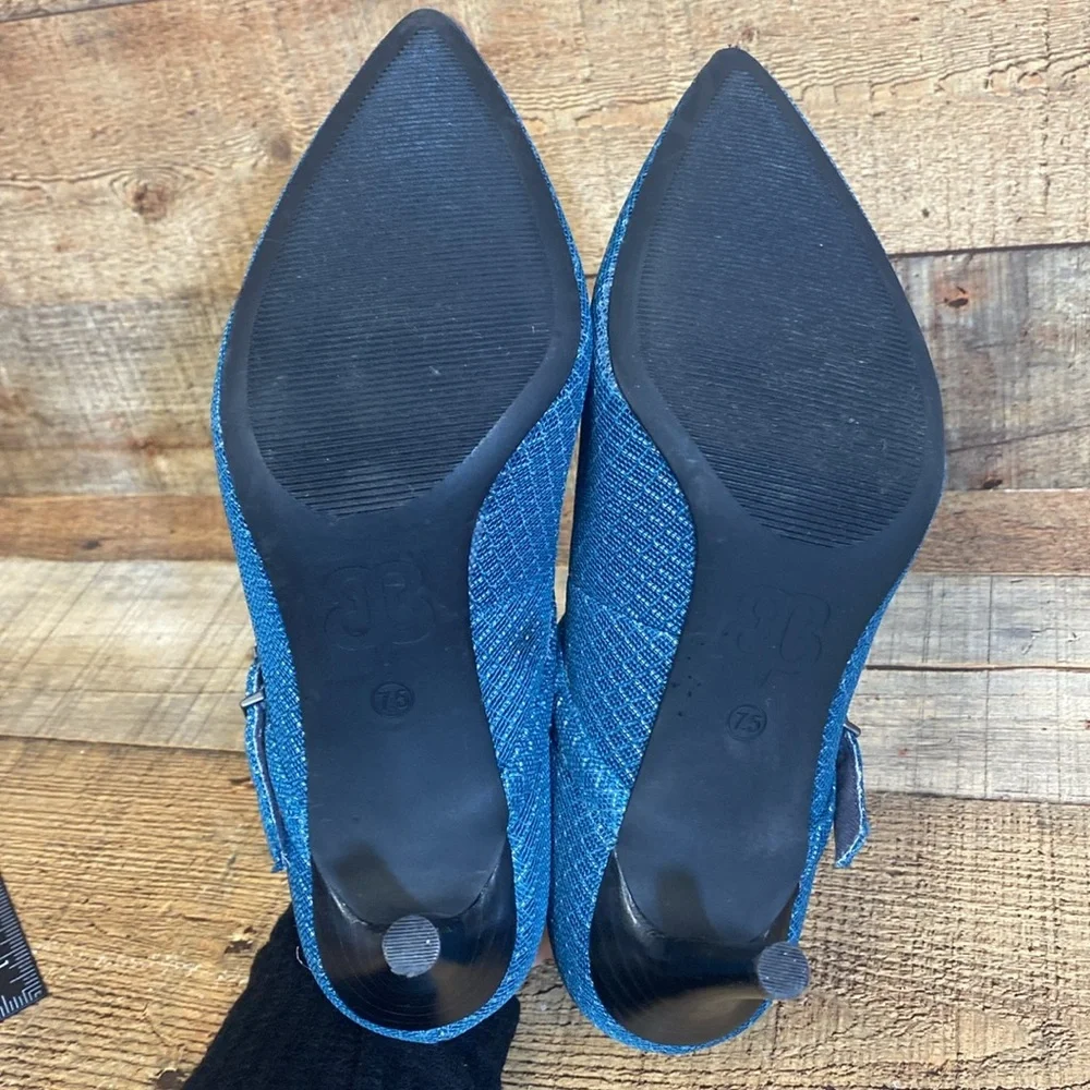 Betabrand Mile Marker Mary Jane Pumps‎ Heels Womens 7.5 Blue Pointed Toe Office